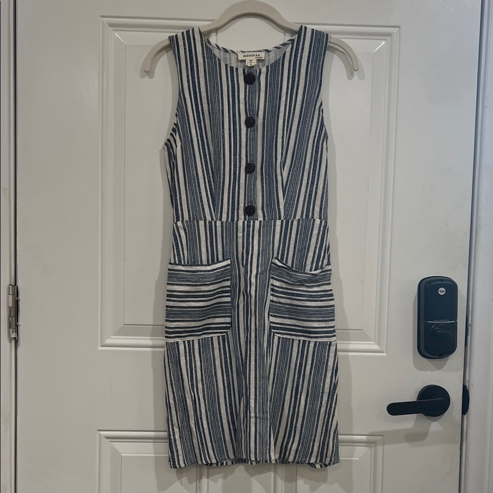 Navy Striped Sleeveless Mini Dress